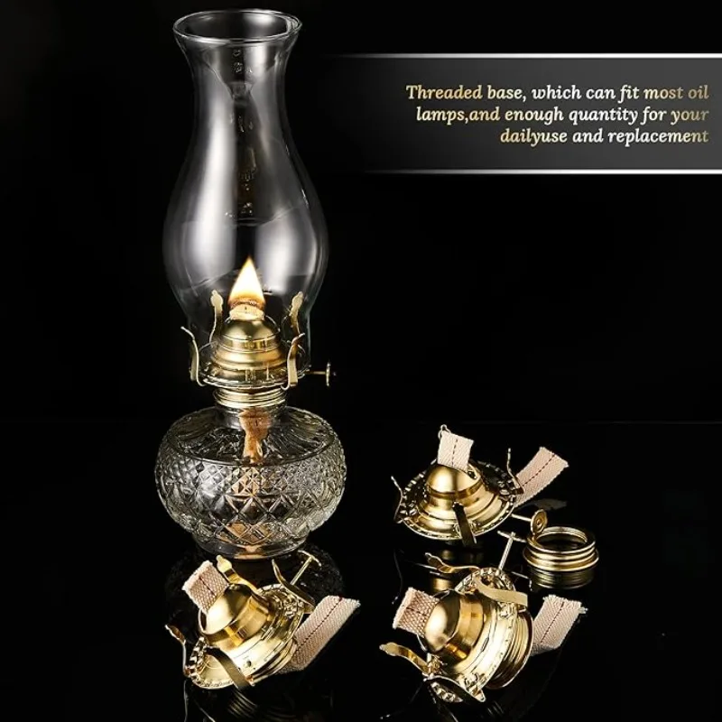 3pcs Oil Lamp Parts Burner Brass Plated L555 Oil Lamp Chimney Holder Replacement for Antique Hurricane Lantern of 3cm Opening,