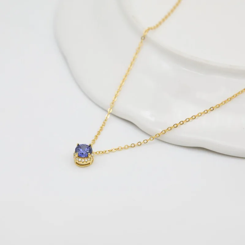 

Японская цепочка на ключицу Ins, стерлинговое серебро S925, ожерелье с голубой луной, женственный нишевый дизайн