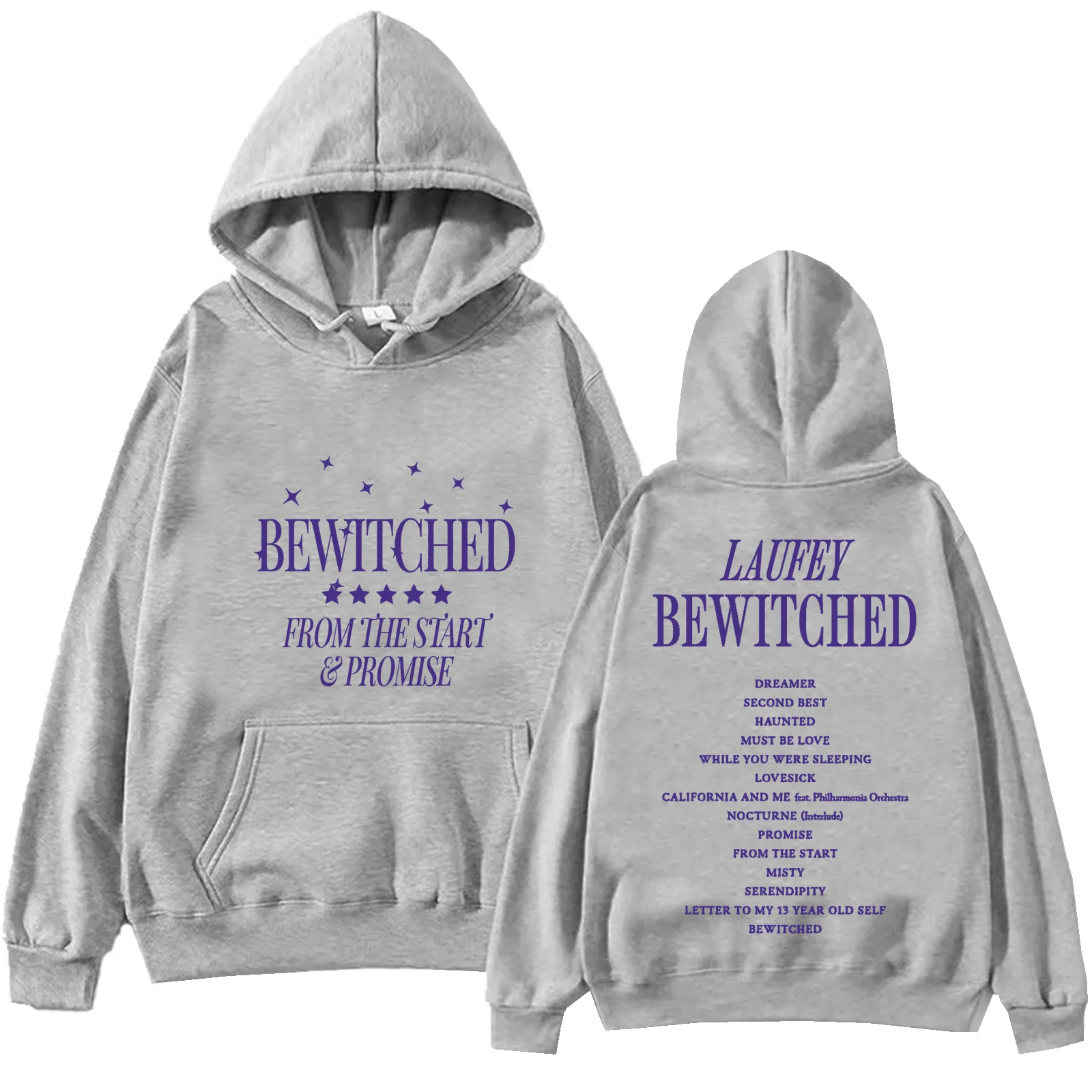 Laufey Bewitched 2024 Sudadera con capucha Tops Sudadera regular de manga larga Regalo para fanáticos de la música Primavera Verano Casual Impresión unisex Regular