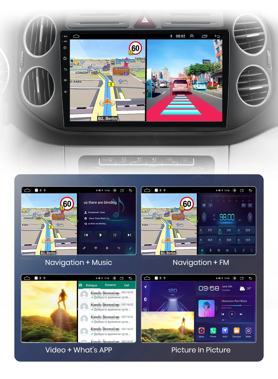 Junsun Autoradio für VW Volkswagen Tiguan 1 Nf 2006 2007 2008 2009 2010 - 2016 Carplay Android Auto FM RDS DSP BT GPS Navi SWC HD IPS Touchscreen Plug & Play Multimedia-Player Freisprecheinrichtung Original-Autostil Haupteinheit – Detail 22