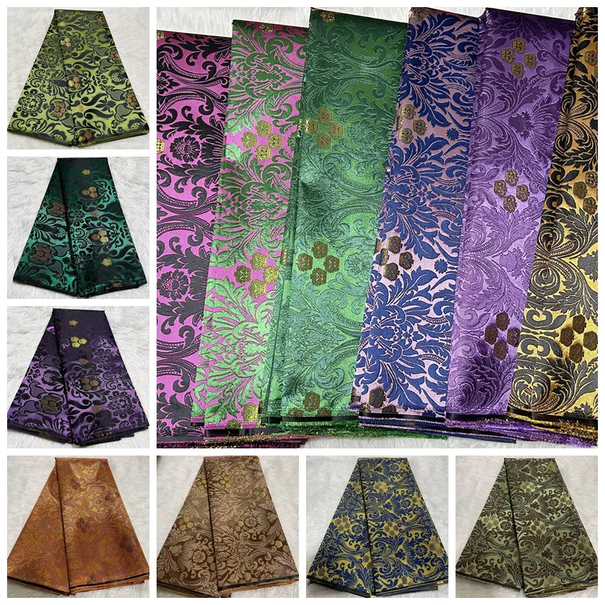 

5Yards High-Quality African Damask Fabric Thick Jacquard Brocade for Sewing Nigerian Wedding Aso Obi Wear Party Outfits