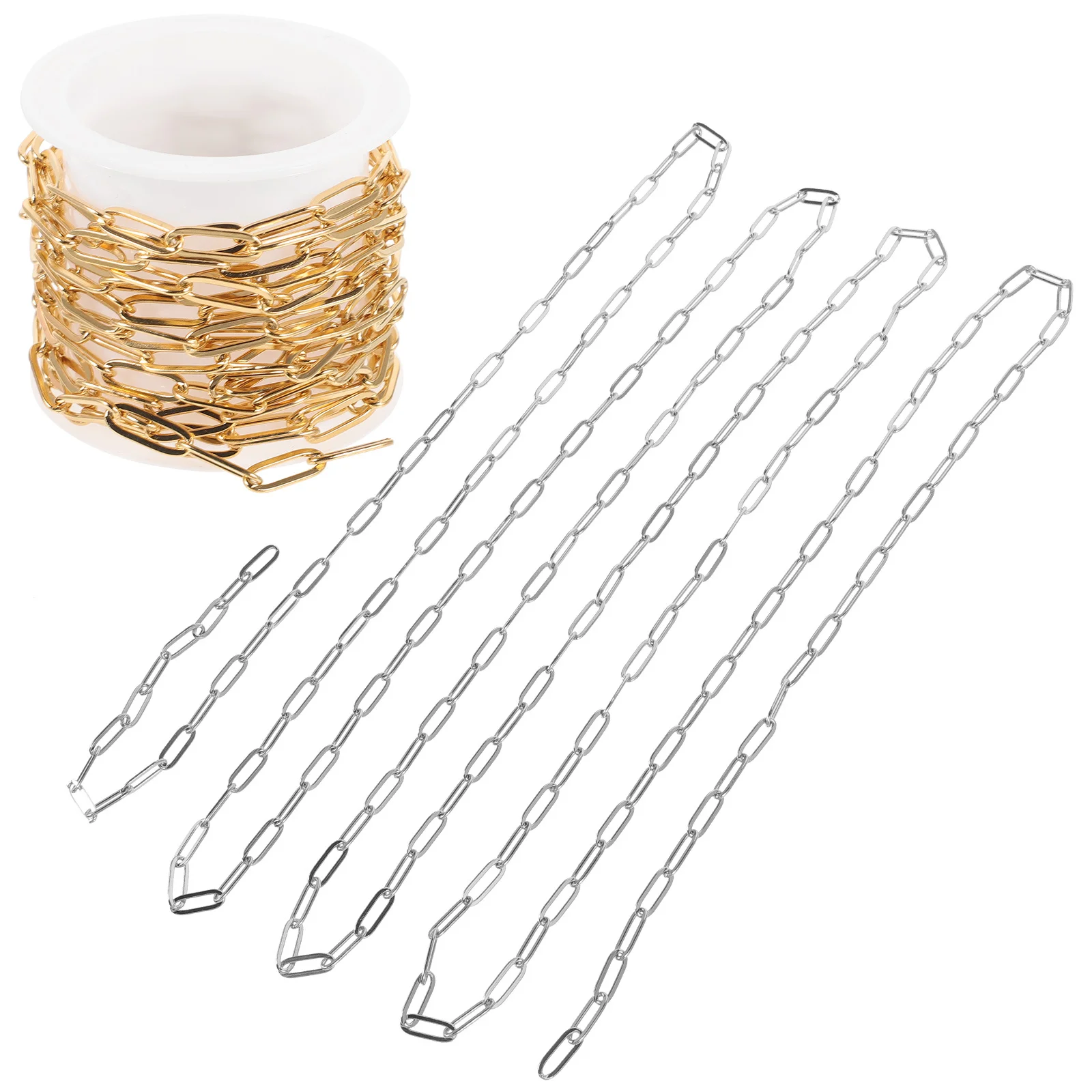 

2Pcs Paperclip Shape Chain Stainless Steel Jewelry Making Chains Rollable DIY Necklace Bracelet Supplies Paperclip Chain