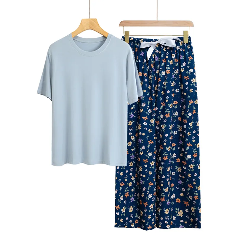 

Новый комплект женской домашней одежды: пижама с брюками из модала для сна и отдыха, свободный крой, весна-лето