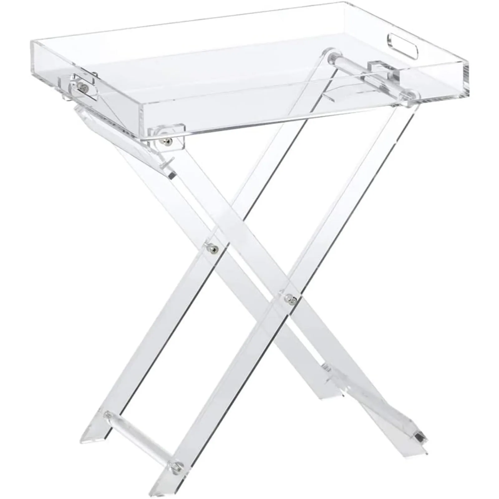 US Designstyles Acrylic Folding Tray Table – Modern Chic Accent Desk - Kitchen and Bar Serving Table - Elegant Clear Design