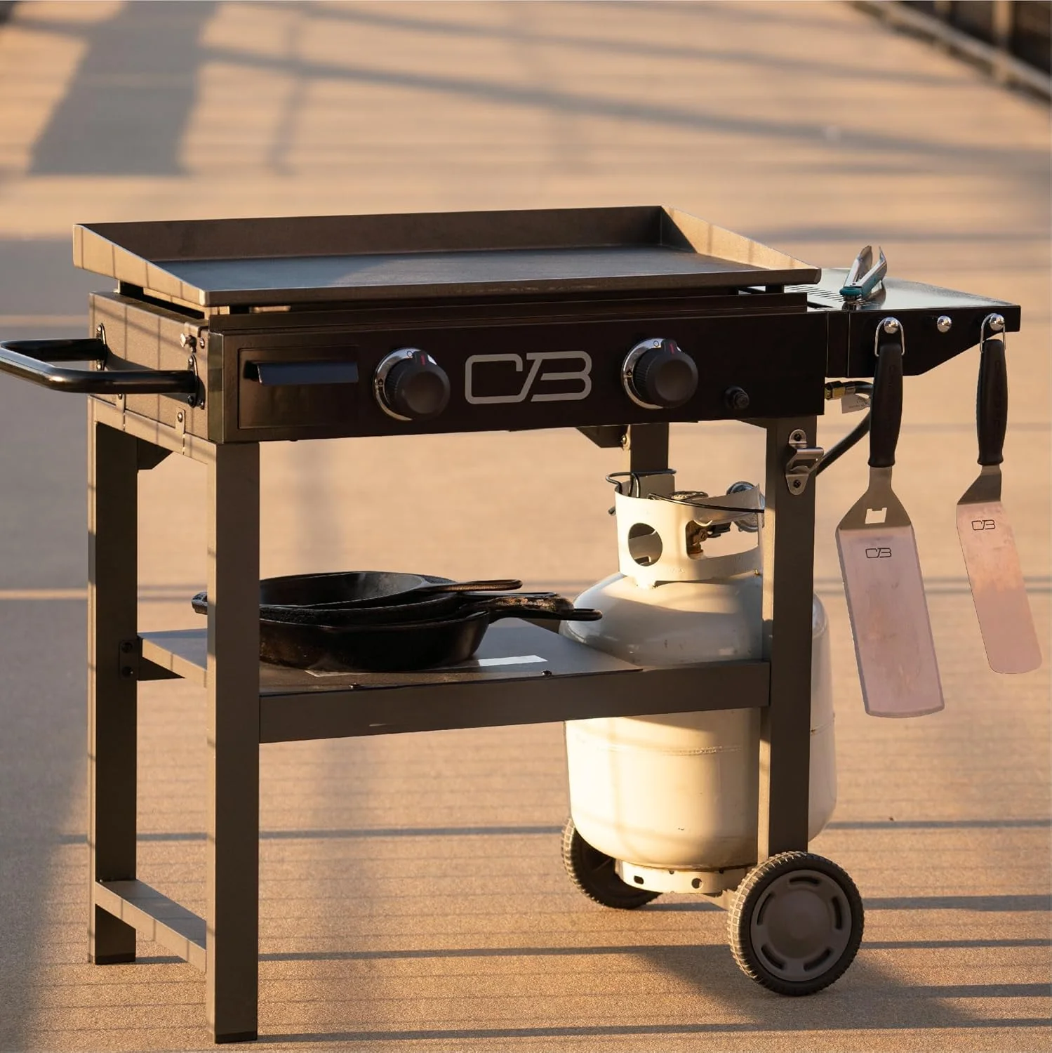 Performance Series Propane Gas Griddle with Cart 2 Burner Flat Top Grill, Black