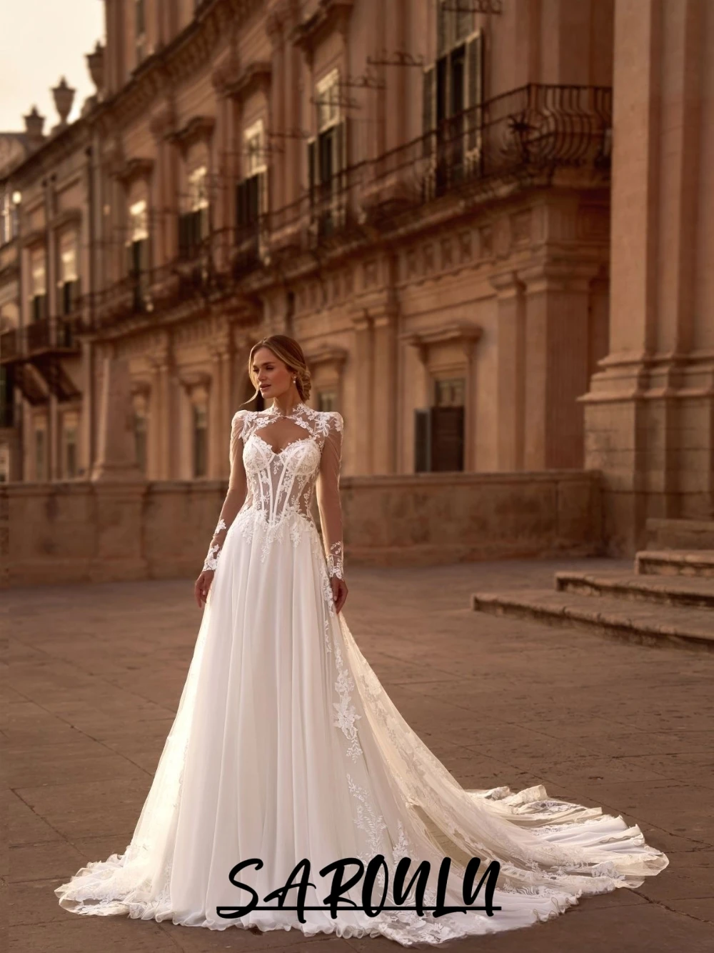 

Romantic Sheer Corset Bodice Wedding Dress Dreamy Two Pieces A Line Customized Bridal Gown Graceful Classic Appliques Bride Wear