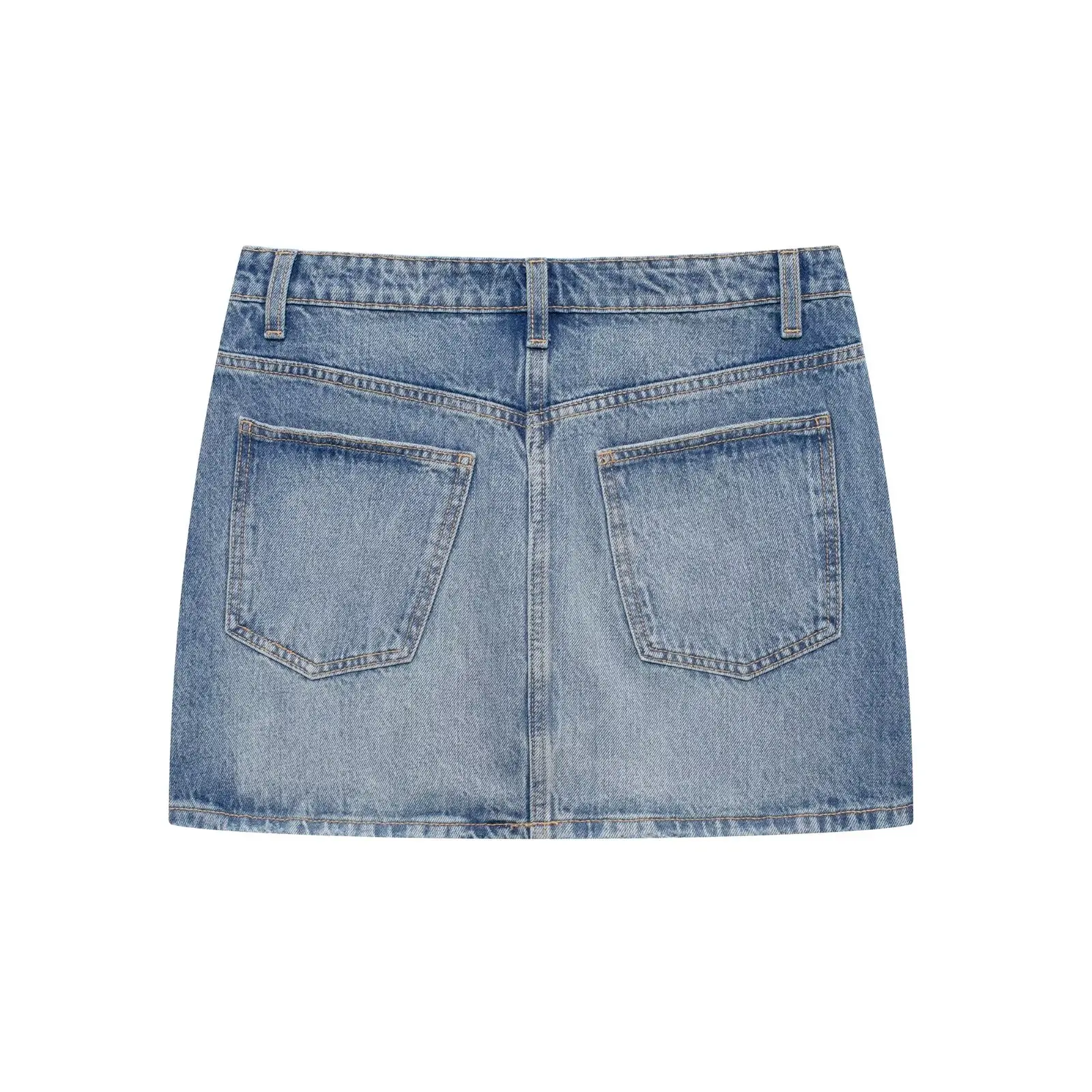 Women's 2024 New Fashion Casual Joker Pocket Decorative Denim Mini Skirt Retro High Waist Zipper Skirt Mujer