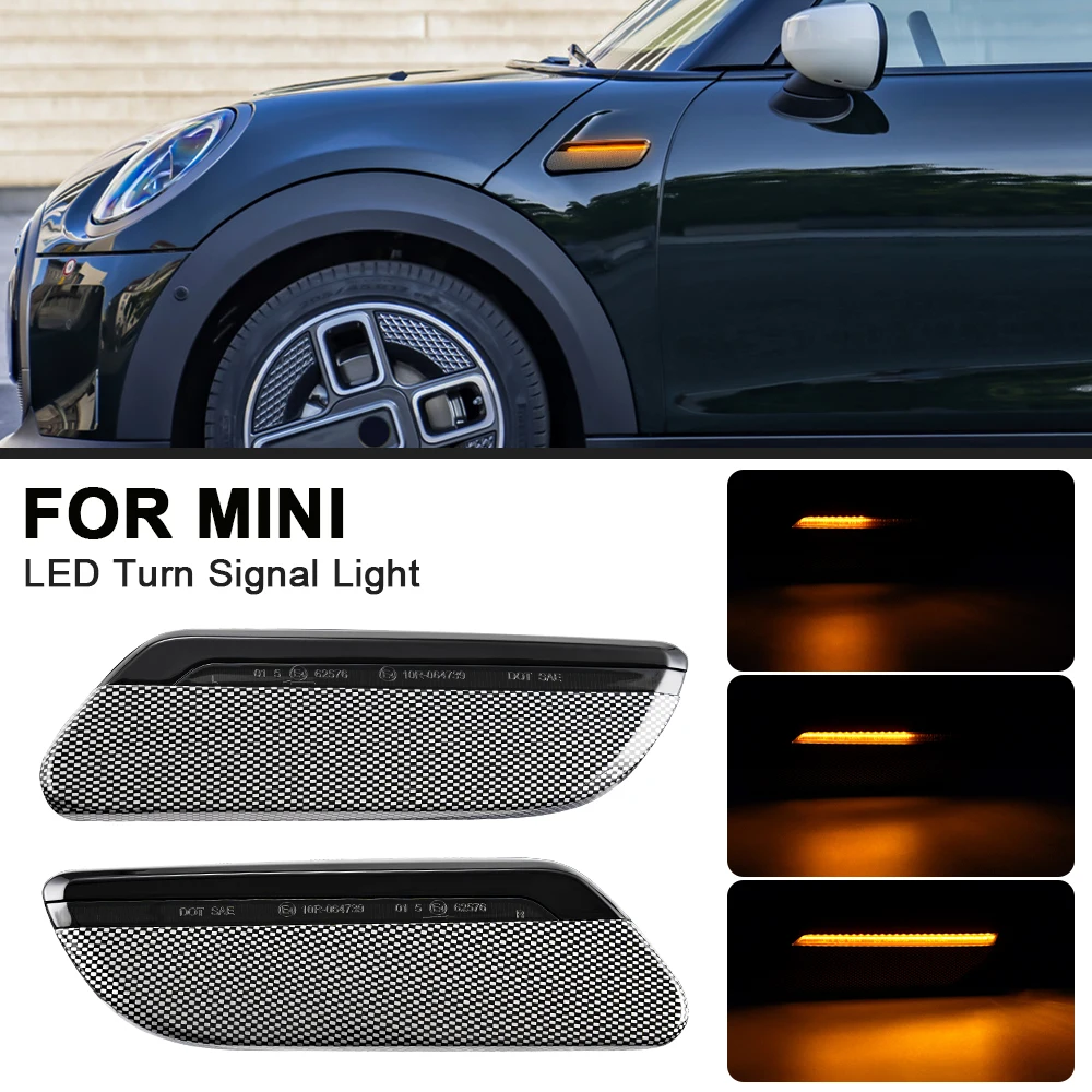 

2PCS Dynamic Sequential Amber Front Led Side Marker Lights For Mini Cooper F55 F56 F57 2021 2022 2023 2024