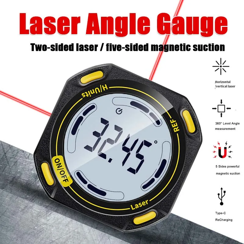 Green Laser Digital Protractor Angle Measure Inclinometer 3 in 1 Laser Level Box Type-C Charging Angle meter Measuring Tools