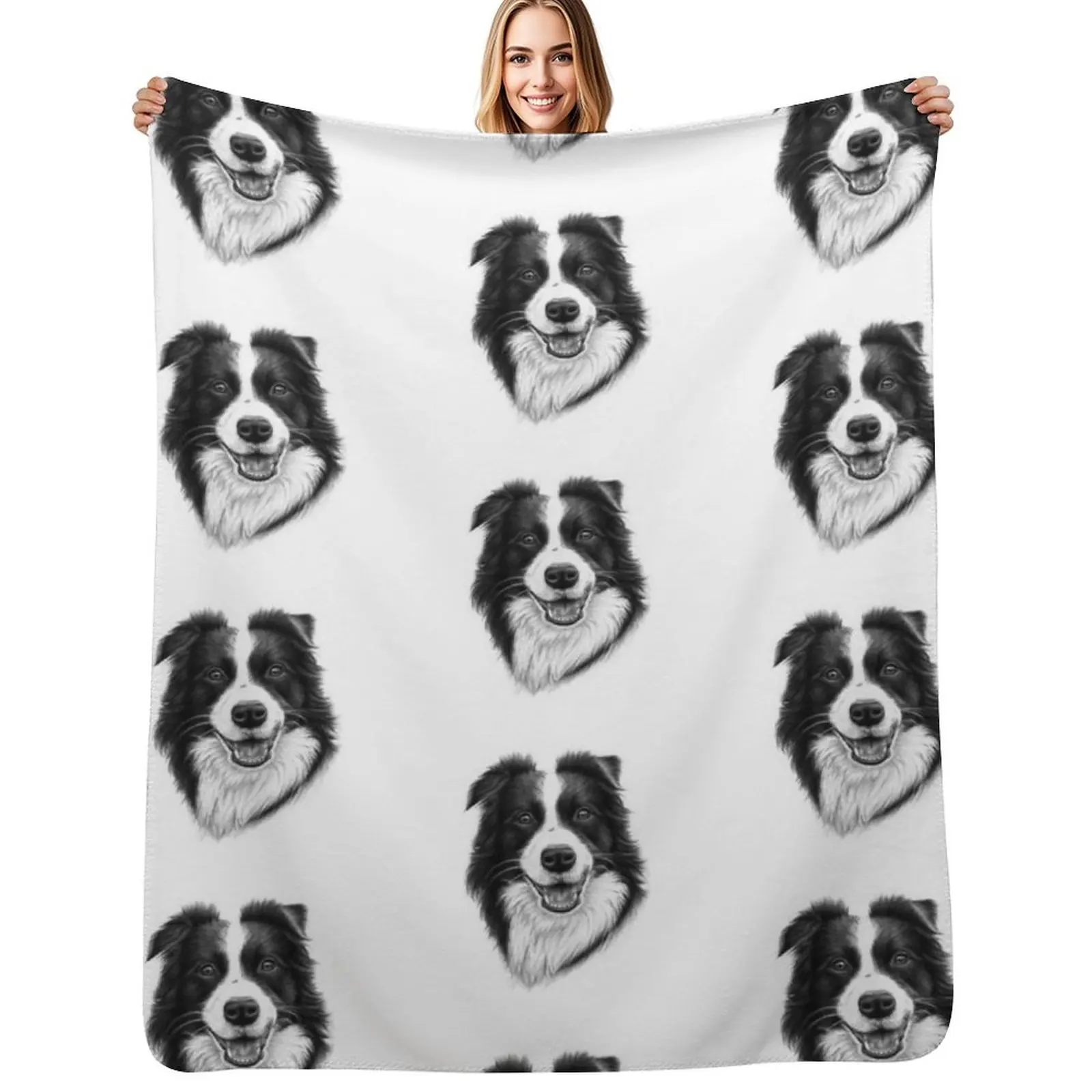 Border Collie Throw Blanket Soft Comfort Blanket for Reading Watching TV
