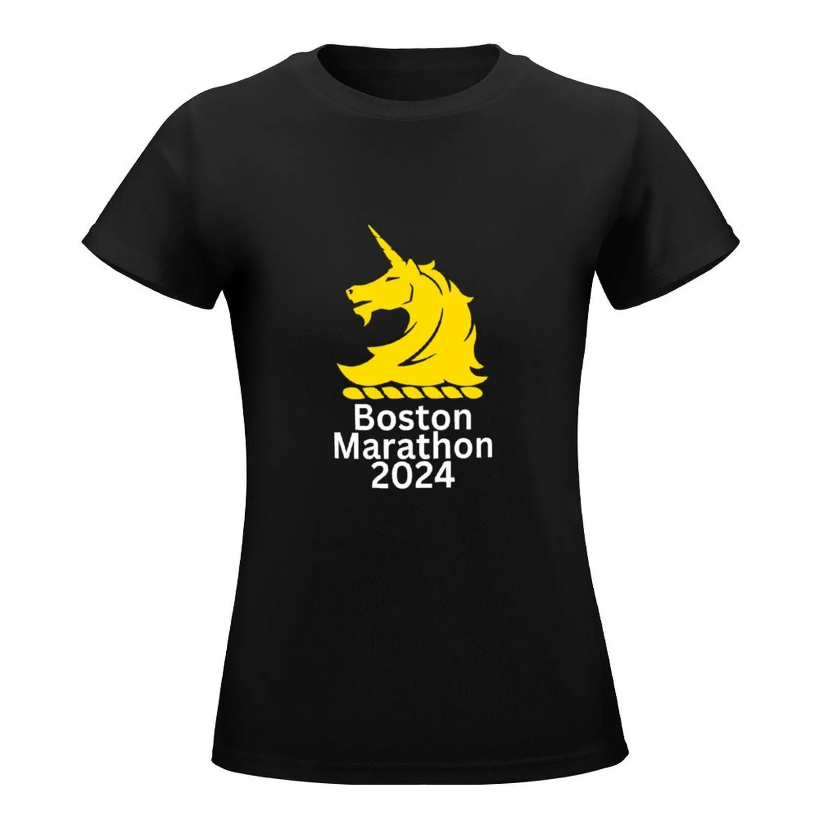 Boston Marathon 2024 T-Shirt lady clothes Short sleeve tee plain t shirts for Women