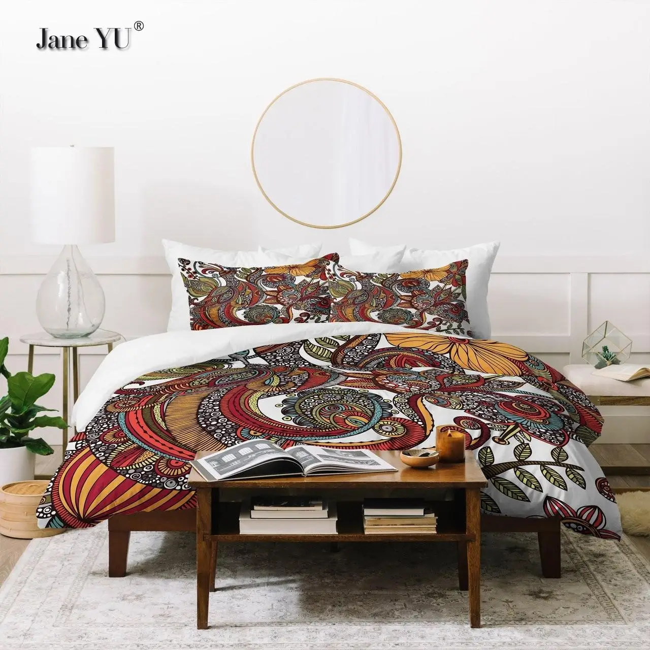 

JaneYU Luxury Bedding Kit Rayon Satin Duvet Cover Set Twin Queen King Size Bed Set 3pcs Bedding Set