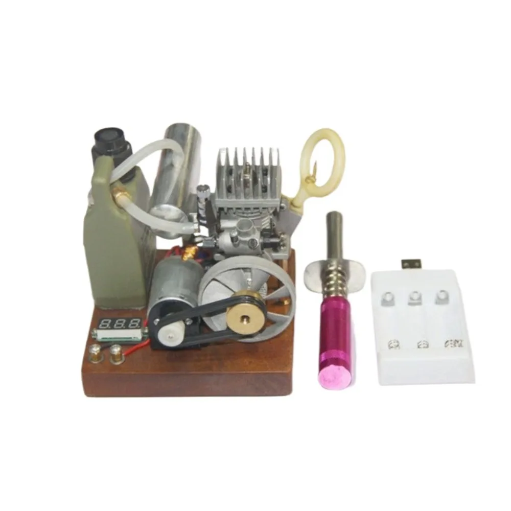 12 Stage Methanol Engine Model Pull Start with Igniter DIY 12V Voltage Stabilized Metal Generator with Base Finished Product