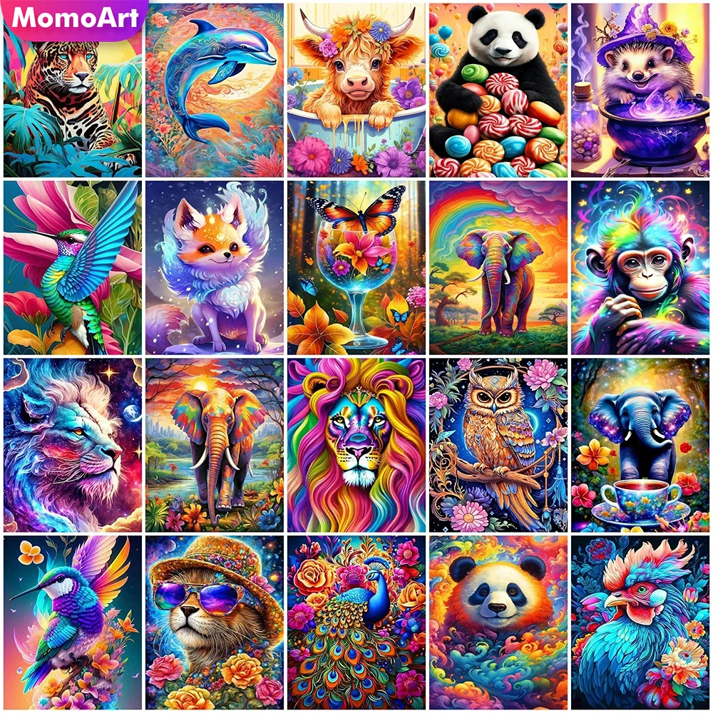 MomoArt New Arrival Diamond Painting Lion Monkey Cross Stitch Elephant Mosaic Owl Beaded Embroidery Bird Animal Panda Child Gift