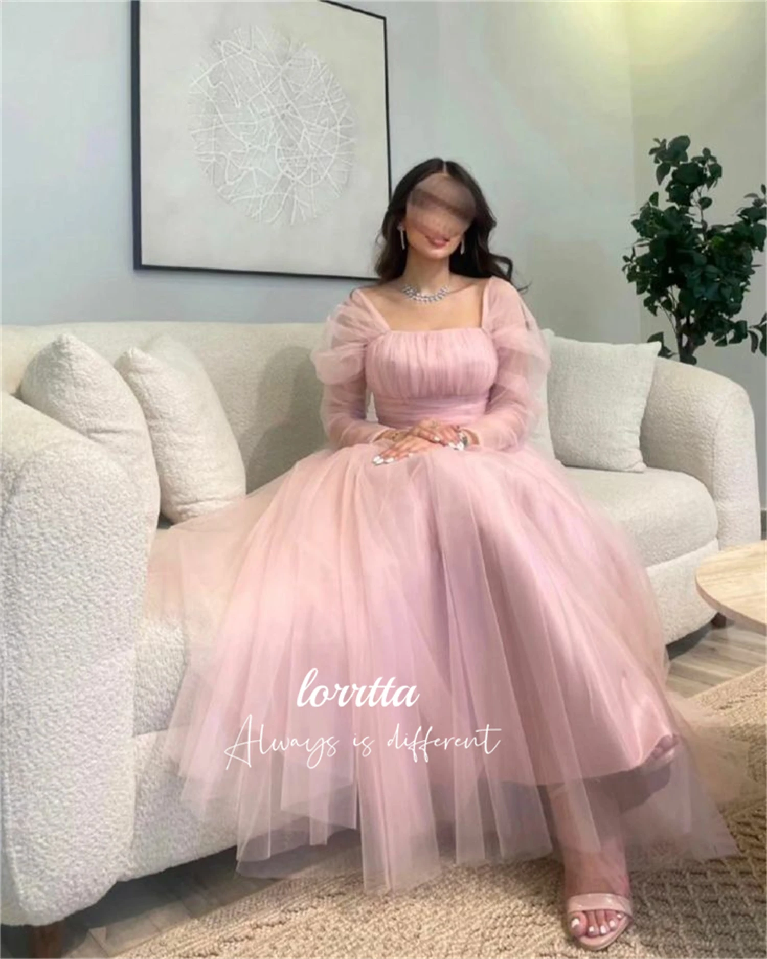 Lorrtta Pink Eid Dress Grace Evening Line A Mesh Happy Sharon Dresses 2024 Prom Gown Ball Gowns Robe De Soiree Femmes Wedding