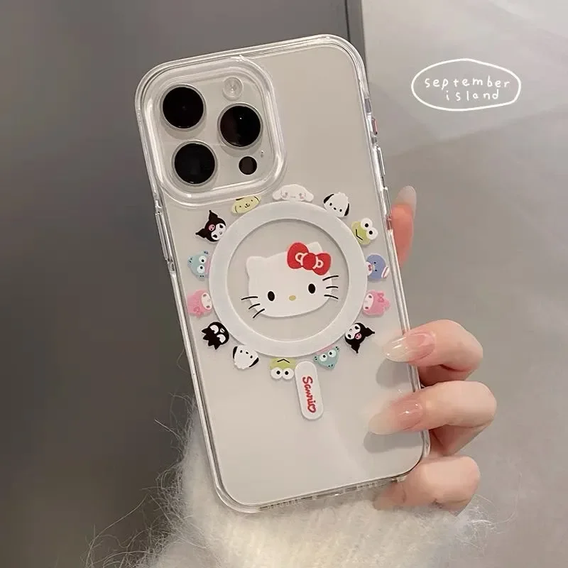 Classic Hello Kitty Melody Friends Cartoon Magnetic Cartoon Phone Case For iPhone 16 15 14 12 13 11 Pro Max Lovely Y2K Cover