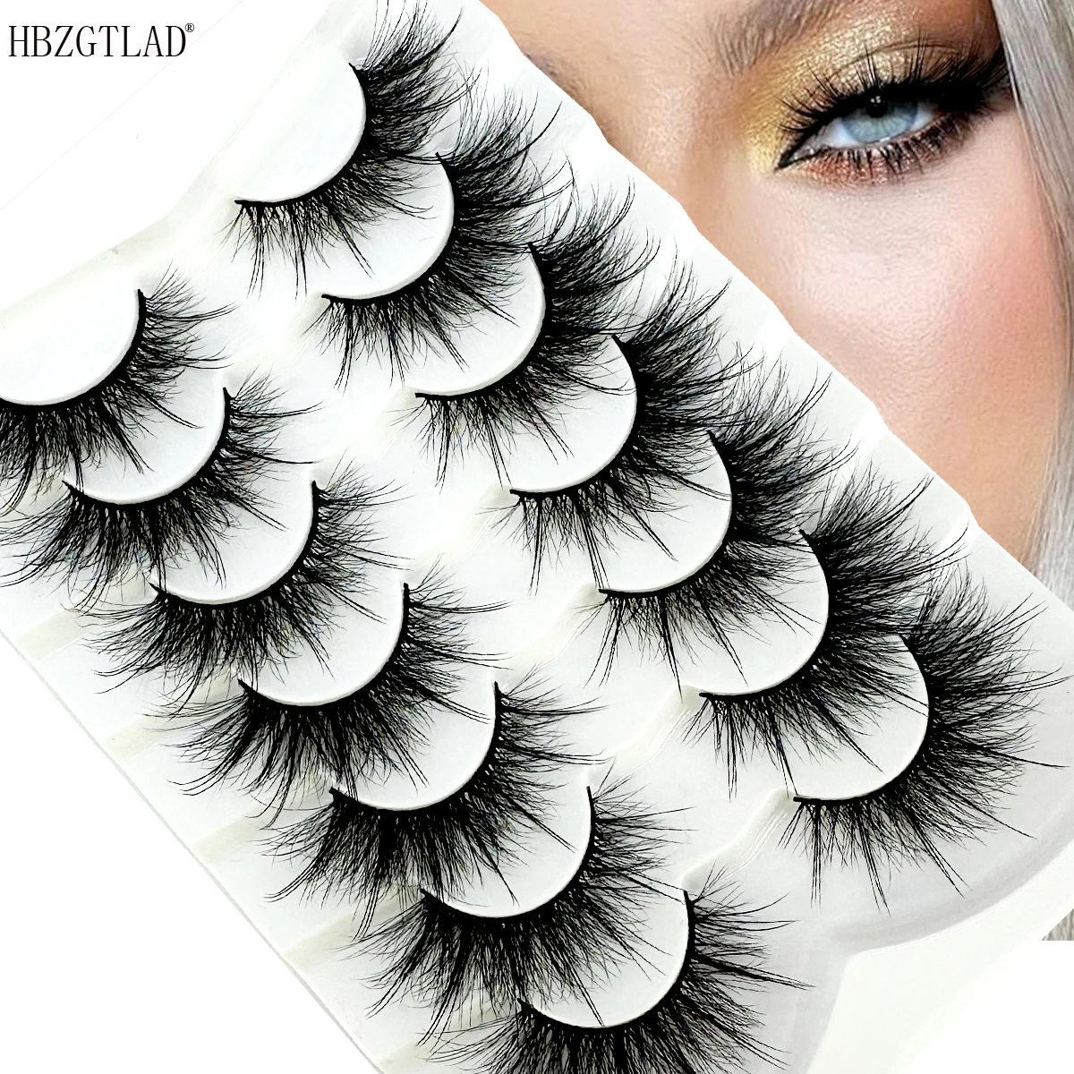 Ciglia finte 5D Fluffy Faux Mink Lashes Wispy Fairy Cat Eye Lashes Spiky Strip Lashes Extension Natural Volume ciglia finte