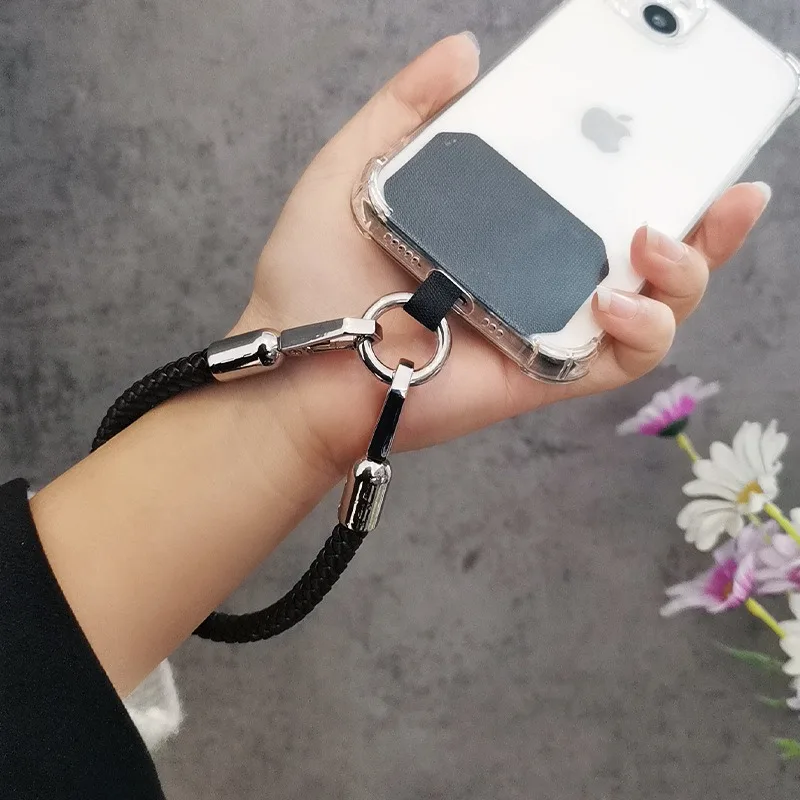 

For Cell Phone Coarse Type Weaving Nylon Short Hand Lanyard Strap Wrist Chain Pendant Phone Outdoor Anti-Lost Rope Metal Button