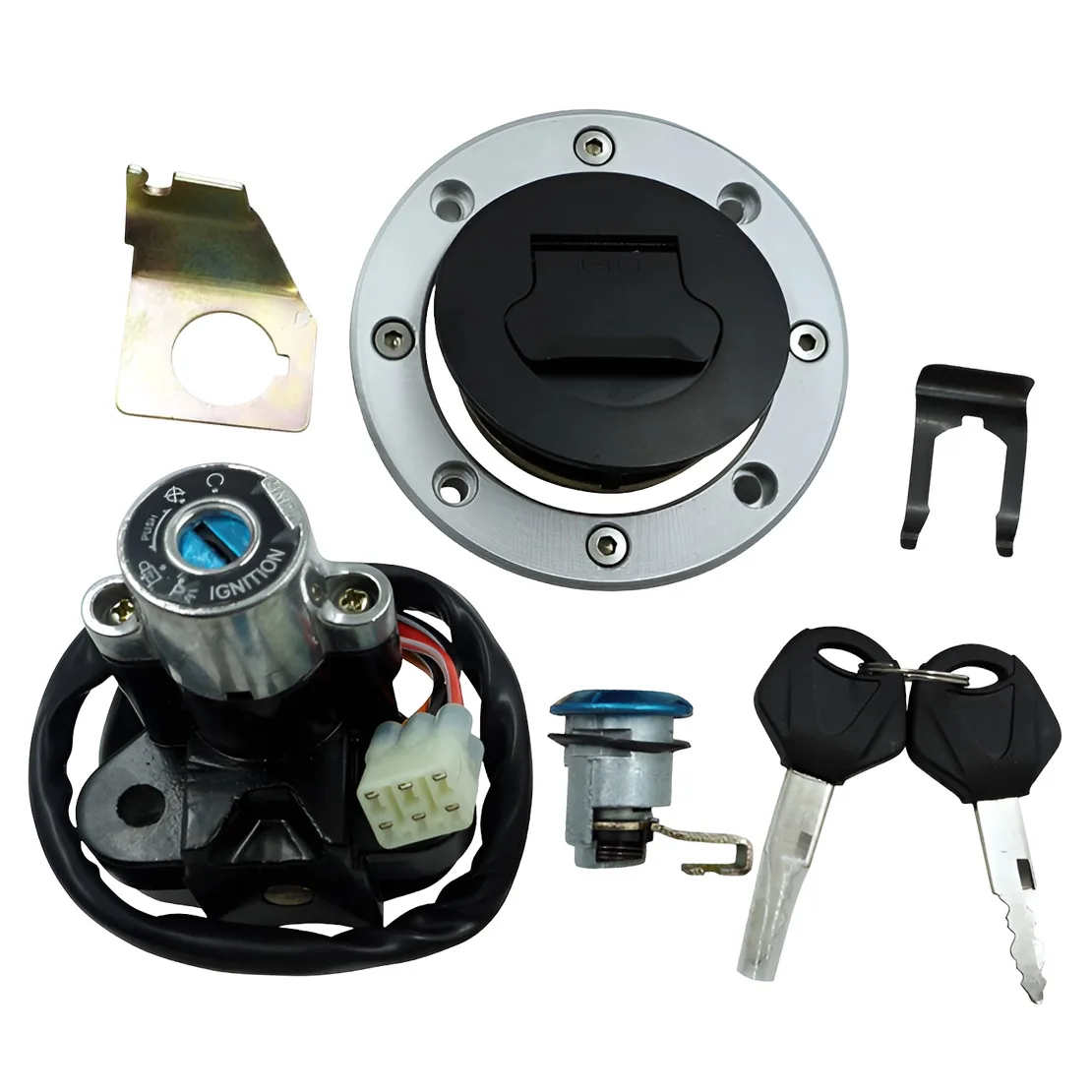 Ignition Switch Fuel Gas Tank Cap Seat Lock Key Kit Fit For Suzuki GSXR600 Vstrom650