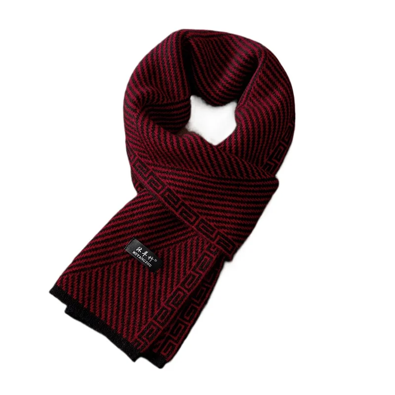 100% pure cashmere scarf men's winter high-end feeling warm and casual thickened scarf gift box