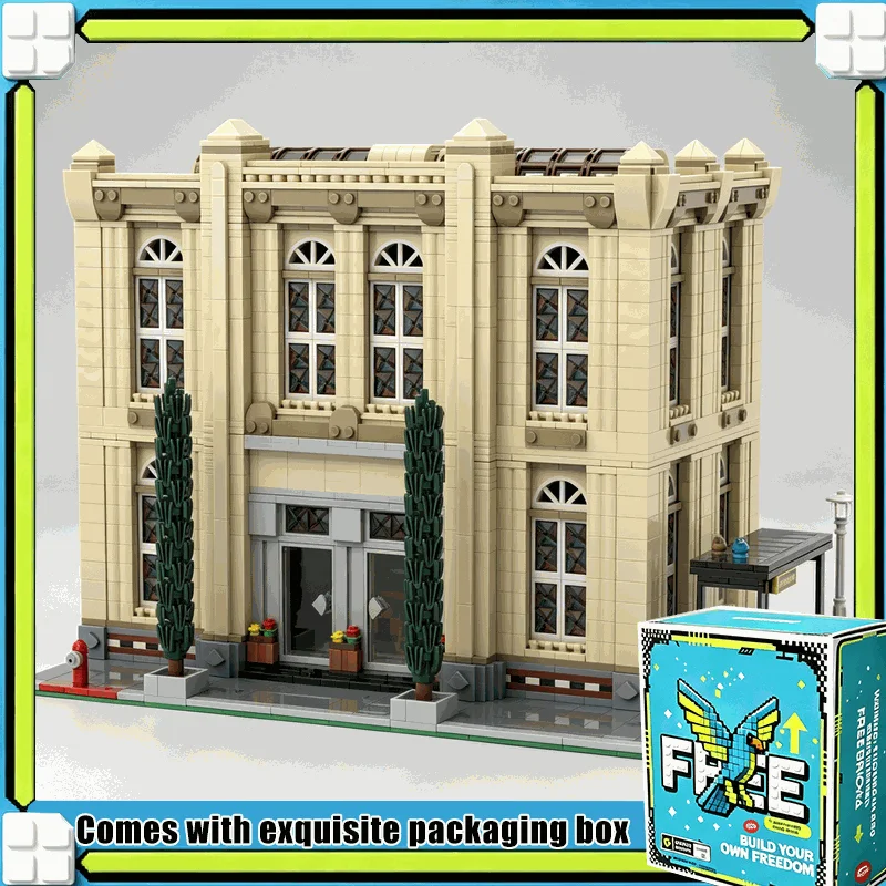 4814PCS Grand City Library Classic Architecture Street View Building Model Blocks DIY Assembly Creative Display Collection Gift