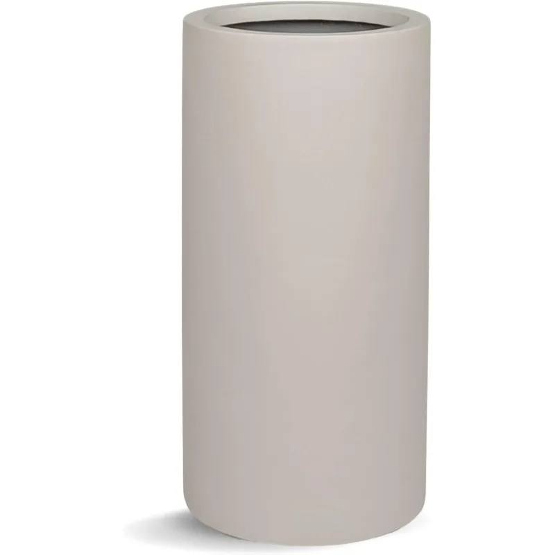 

Большое кашпо премиум-класса 19,5 x 9,8 дюйма D Fiberstone, (серо-коричневый), отверстие для кастрюль 8,2 дюйма, дренажные горшки с круглым цилиндром, легкий вес