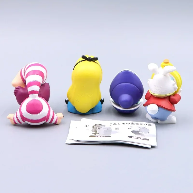 4 ชิ้น/เซ็ตการ์ตูนดิสนีย์อะนิเมะตัวเลข Alice Cheshire แมวสีขาวกระต่าย Pvc Action Figure ตุ๊กตาของเล่นสําหรับเด็กคริสต์มาสของขวัญ
