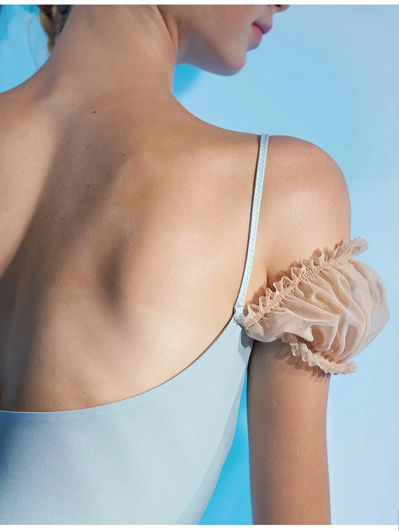 Leotardo de Ballet para mujer, Ropa de baile de Camelia blanca, mono de gimnasia con cuello Halter para adultos, Ropa de baile de Ballet sin espalda para mujer