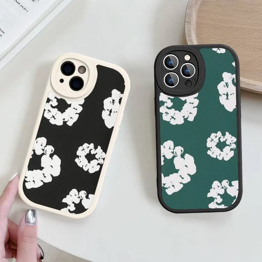 

Luxury D-Denims Tears Phone Case For iPhone 16 15 14 13 12 11 Pro Max Plus Leather Shockproof Cover