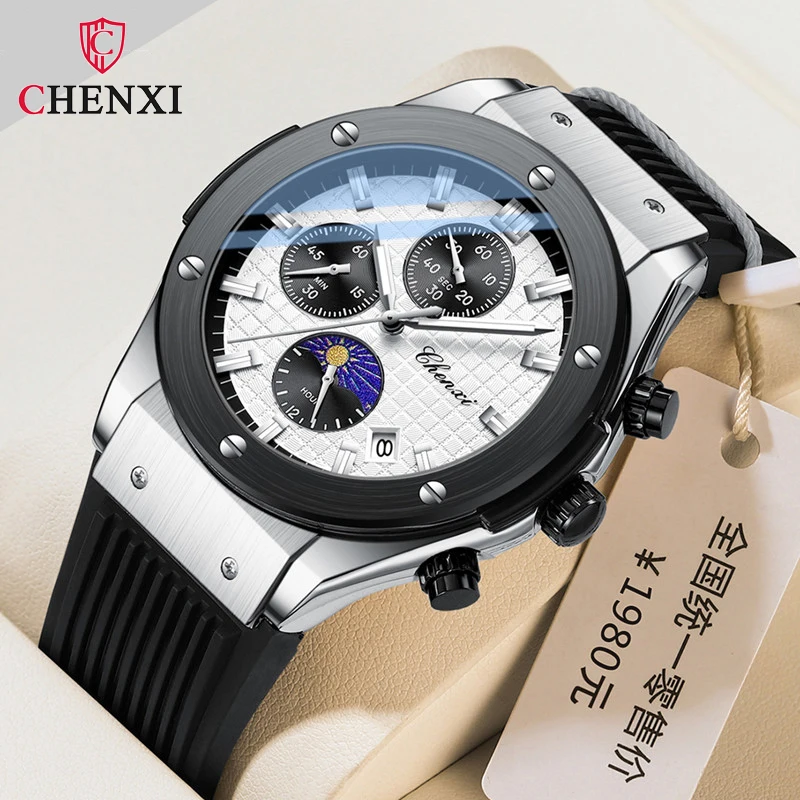 

CHENXI 944 Fashion Watch Luxury Chronograph Sport Men Watches Quartz Wristwatch Silicone Male Waterproof Clock Relogio Masculino