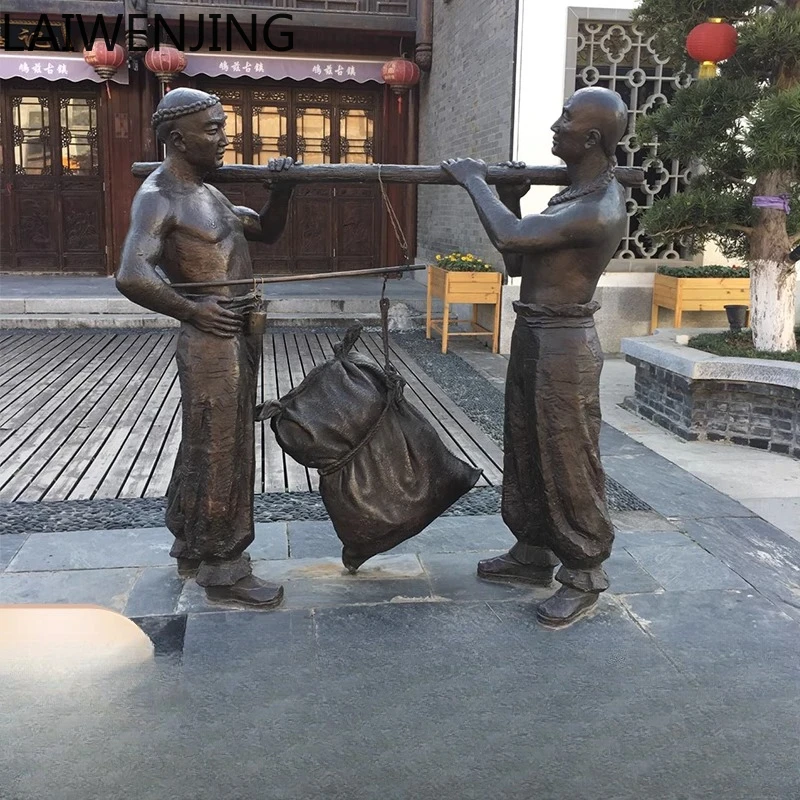 

MJY Fiberglass Customized Farming Figure Sculpture Imitation Bronze Ornament Cast Bronze Statue