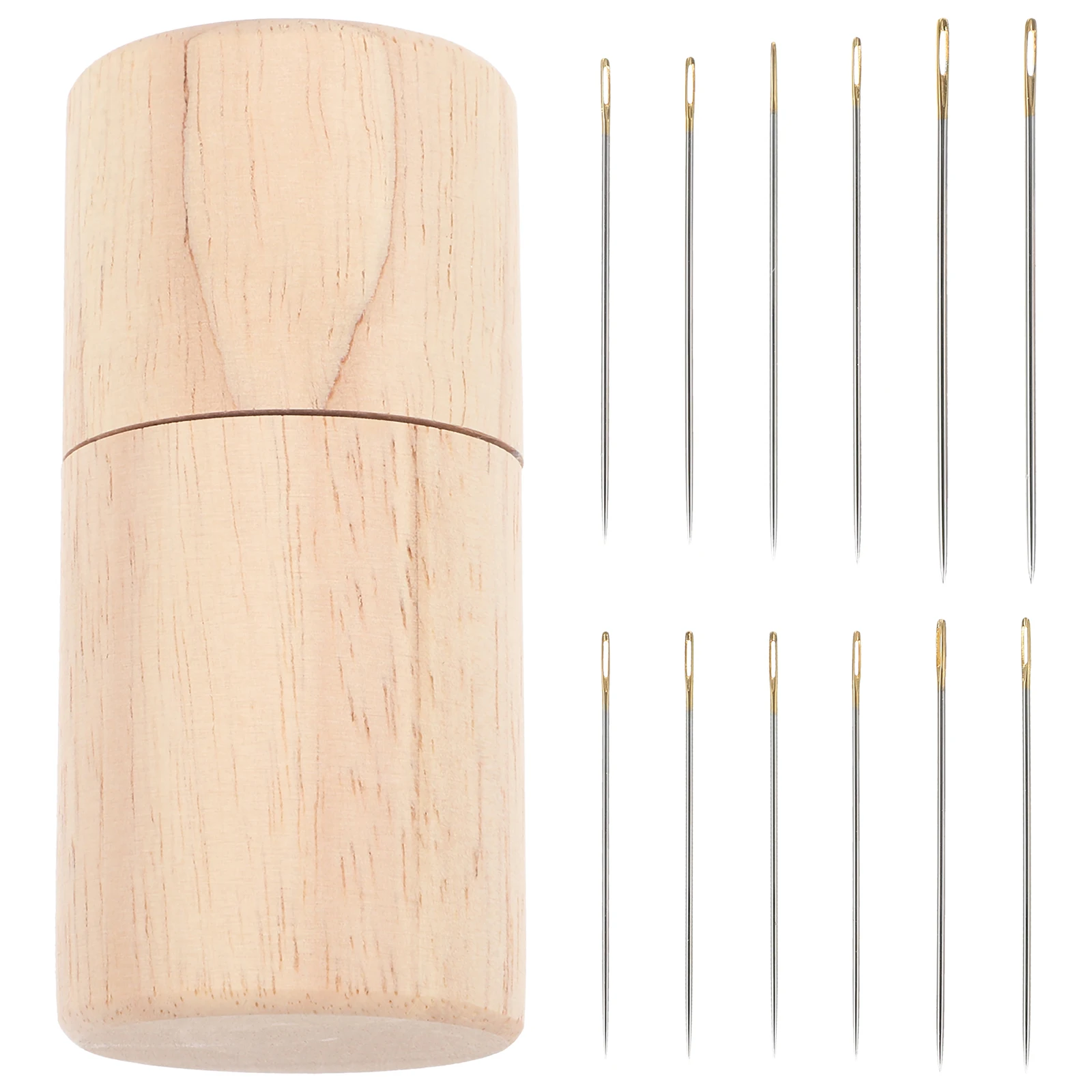 

Wooden Needle Holder Stylish Needle Storage Tube Convenient Knitting Accessory Case Portable Design