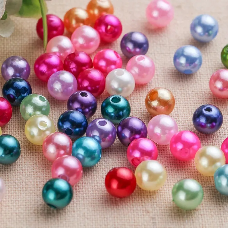 

500g / bag 4-14mm straight hole round ABS imitation pearl plastic water grinding imitation loose beads clothing accessories