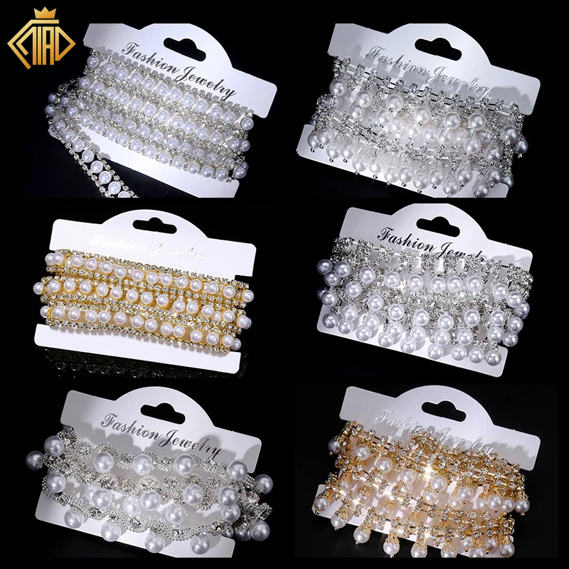 

1 yard/90cm Pearl Series Claw Chain Craft Clothing DIY Decoration Rhinestone Chain Necklace Bracelet Extender Multiple Colors