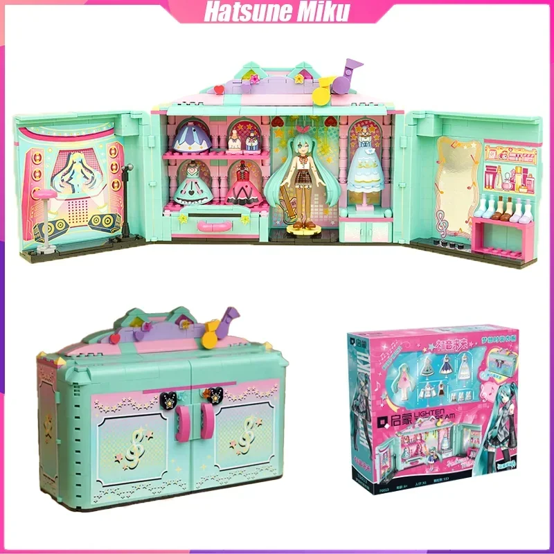 

Hatsune Miku Building Blocks Dream Fashion Wardrobe Desktop Decoration Puzzle Assembling Model Toys Birthday Gifts for Children