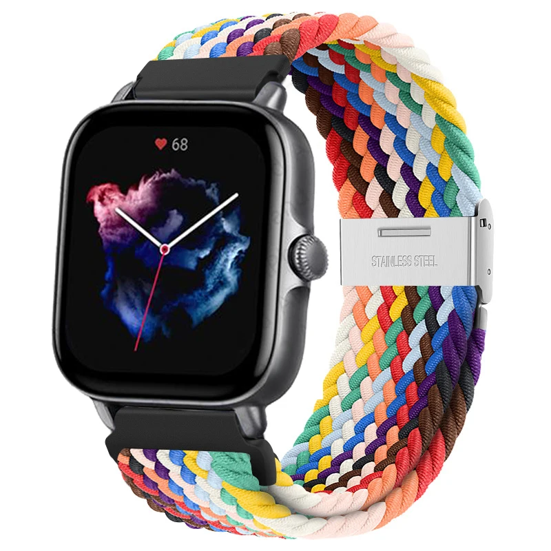 20Mm/22Mm Ban Nhạc Cho Amazfit GTS/2/2e/3/GTS2 Mini/GTR/3/3Pro/GTR2/47Mm/Stratos Bện Nylon Đàn Hồi Amazfit Bip Dây Đeo