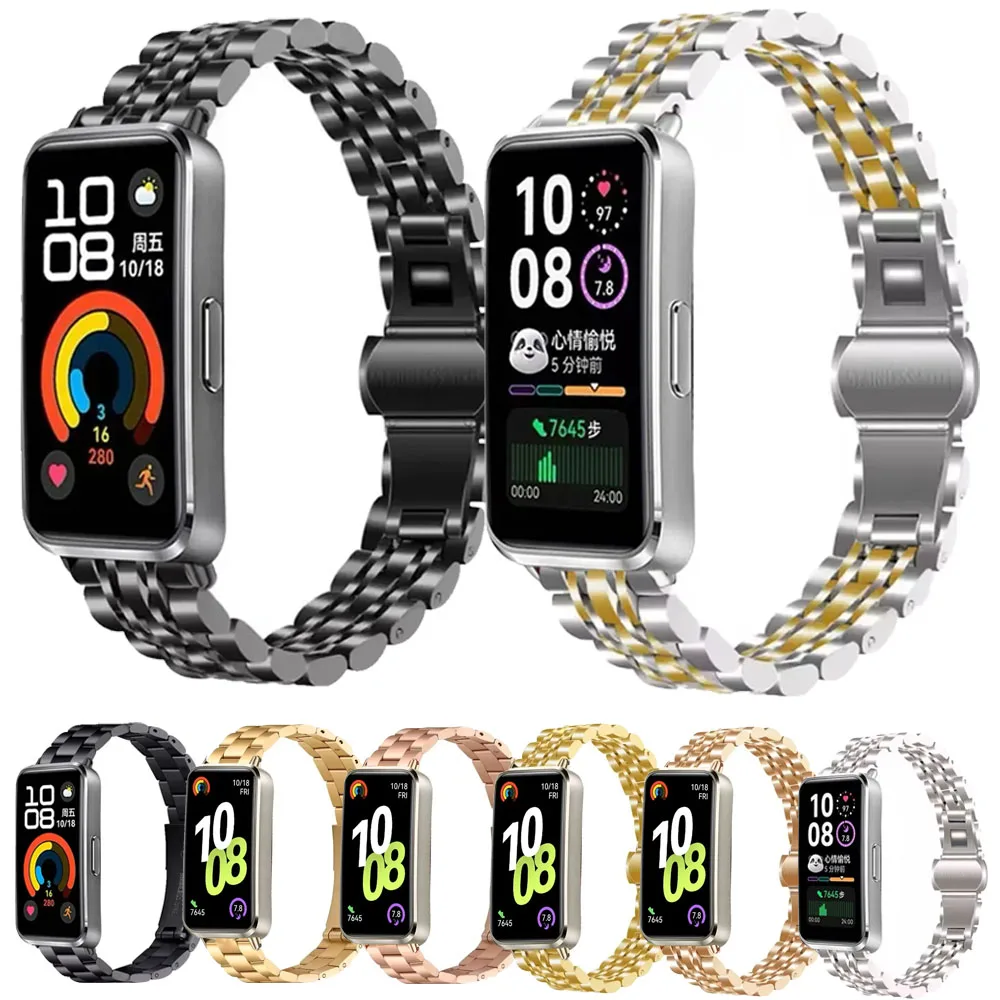 Metallarmband für Huawei Band 10 9 8, verstellbares Edelstahl-Armband Correa für Huawei Band 10 9, modisches Armband-Zubehör