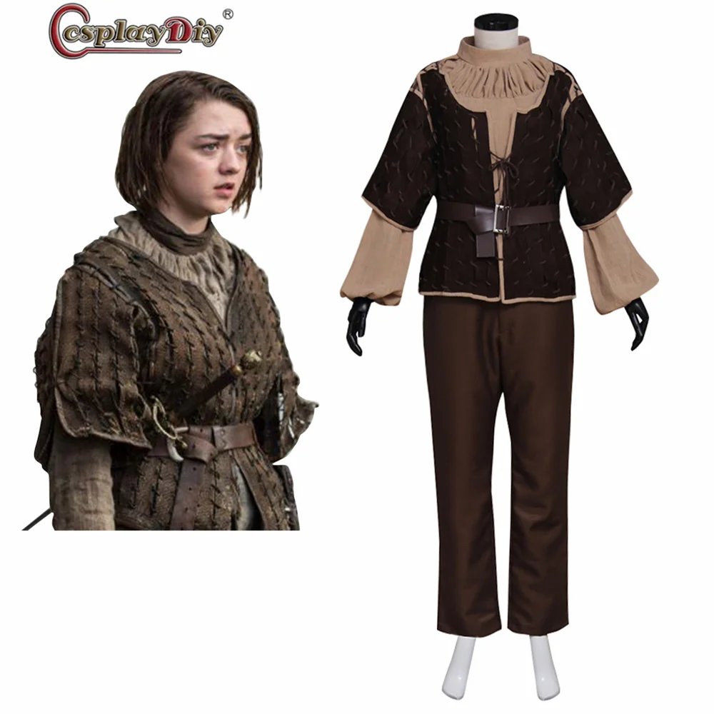 

Arya Stark Cosplay Costume Woman's Top Pants Suit Halloween Carnival Party Show Outfit