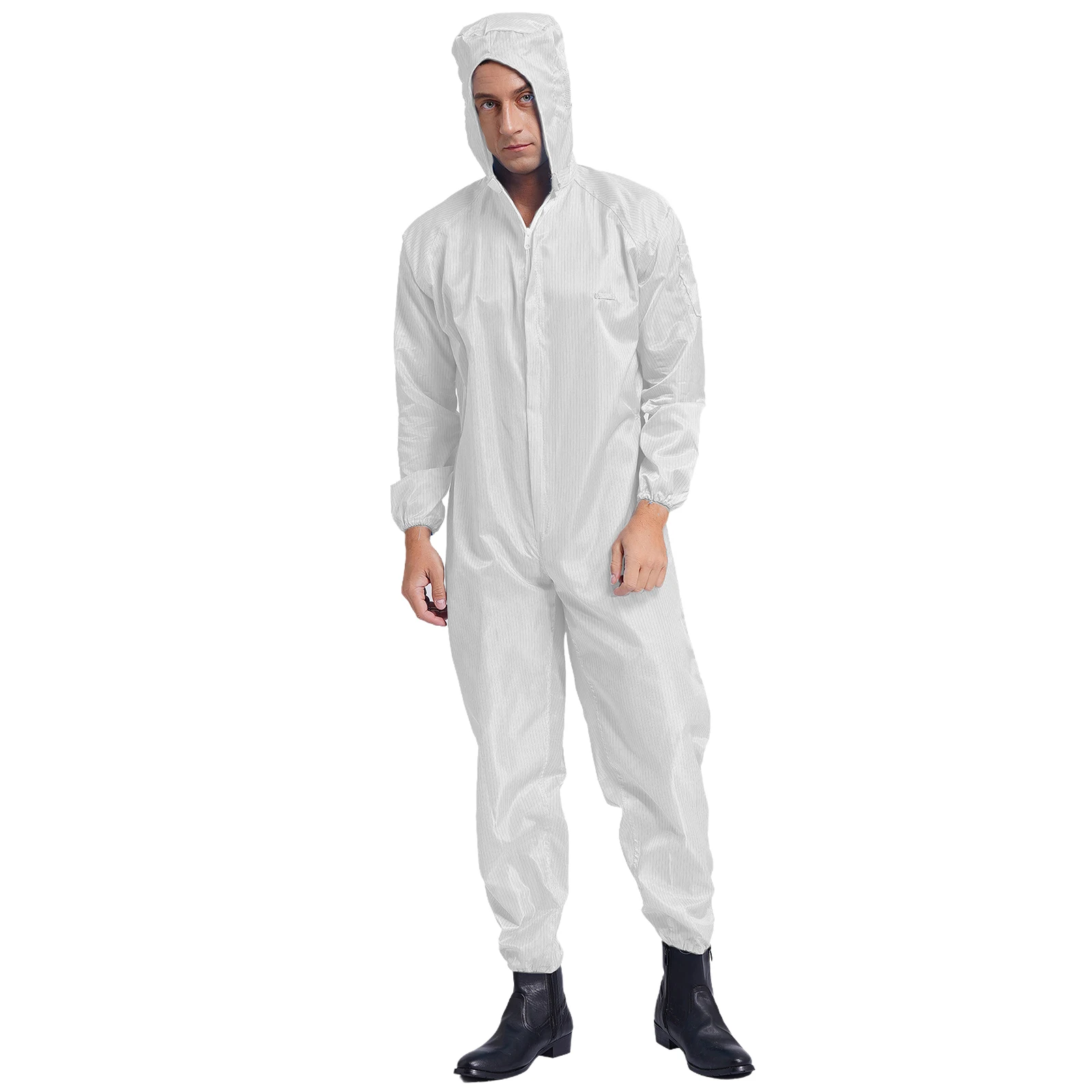 Adult Anti-Static Hooded Coverall Long Sleeve Dust-proof Overalls Labor Jumpsuit Lab Spray Paint Maintenance Workshop Uniform