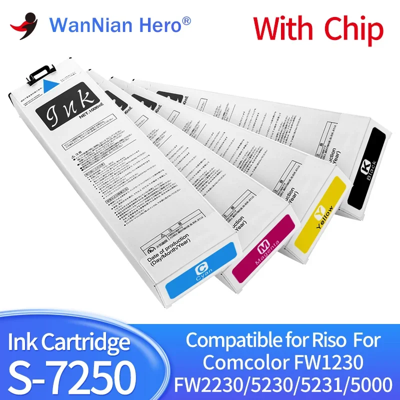 

S-7250 7251 7253 7254 Compatible Ink Cartridge For Riso Comcolor FW1230 FW2230 FW5230 FW5231 FW5000 Inkjet Printer With chip