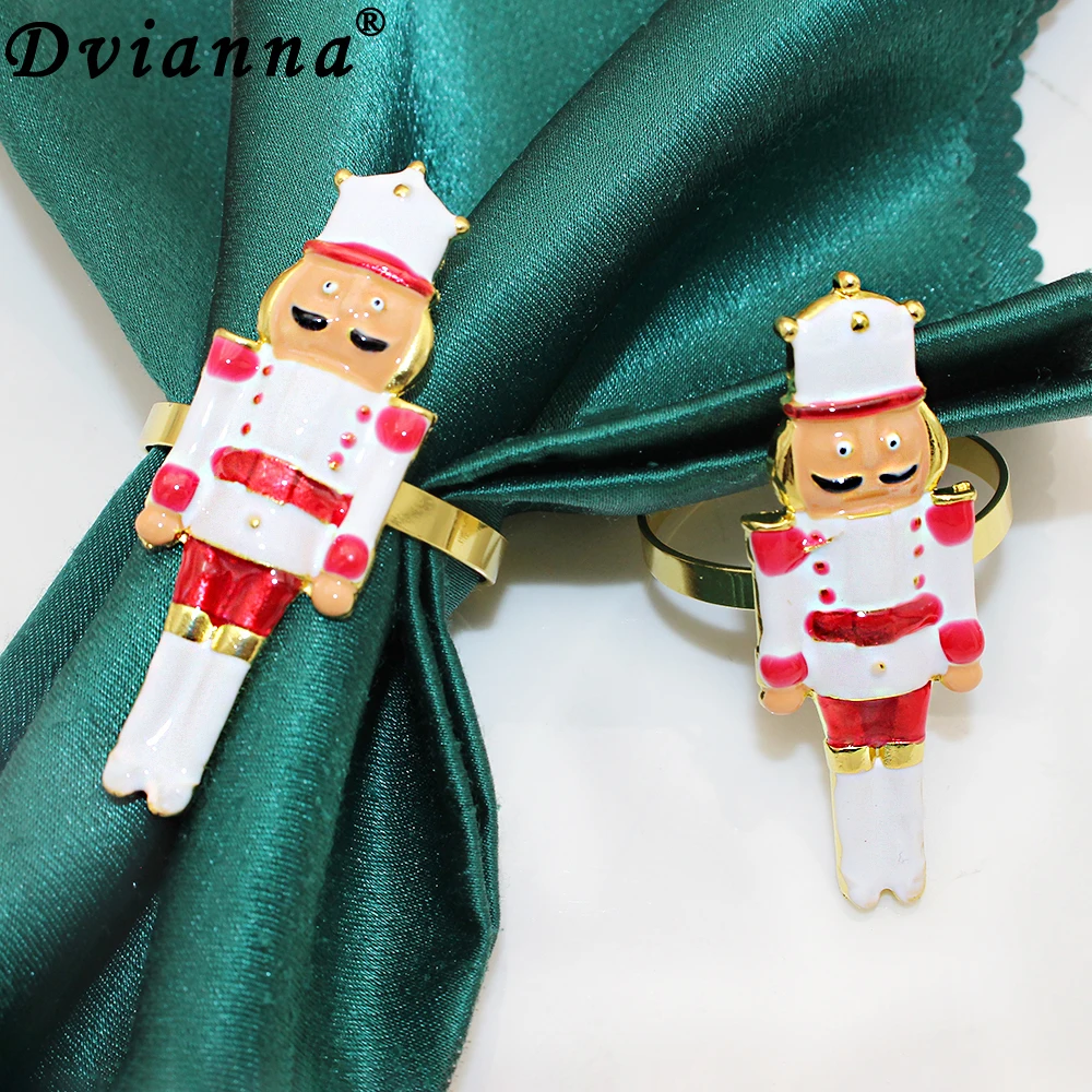 1Pcs Nutcracker Christmas Napkin Rings Metal Nutcracker Soldier Napkin Holder for Christmas Holiday Party Table Decorations