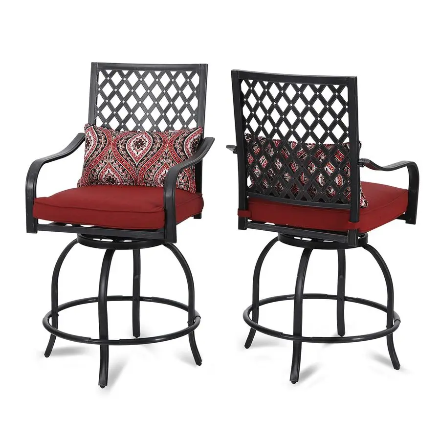 

Patio Swivel Bar Stools Set of 2, Outdoor Counter Height Bistro Dining Chairs, AllWeather Patio Metal Furniture Set with Armres