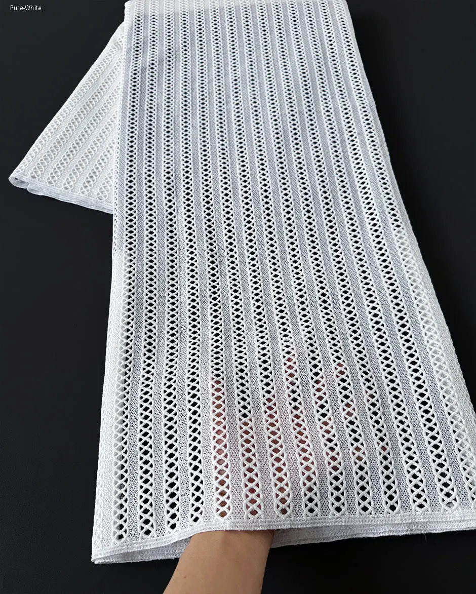 

Pure White Embroidery Cord Lace Wedding African Guipure Lace Cupion Celebrants Fabric Sewing Water Soluble Occasion Mermaid Gown