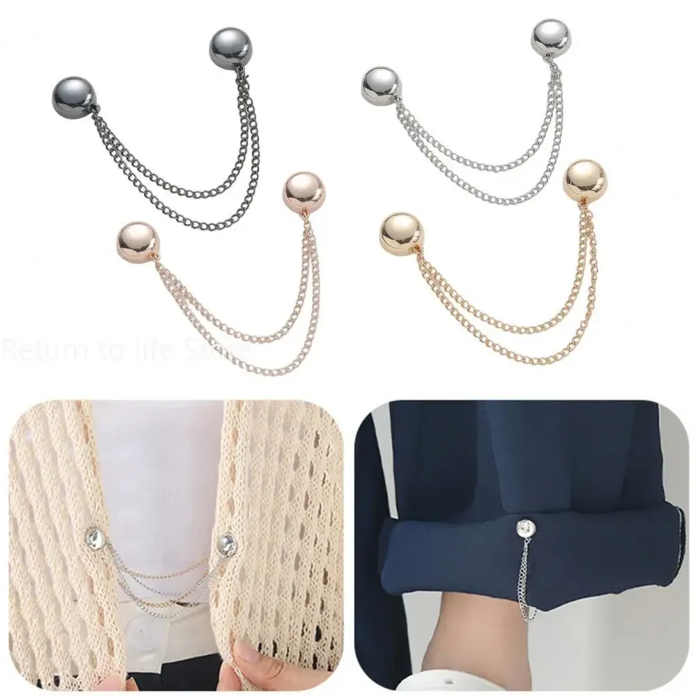 Clip magnetica multifunzione per abbigliamento con catena Bottoni metallici Clip per vestiti Sciarpa Gambe per pantaloni Perno magnetico di fissaggio per polsino