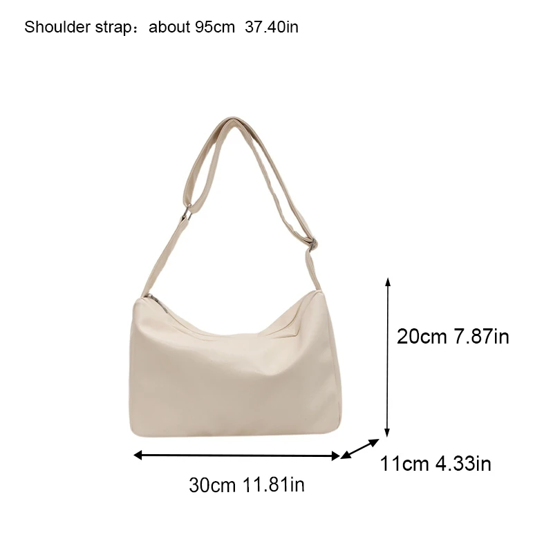 New Solid Color PU Soft Leather Women\'s Large Capacity Crossbody Bag Small Commuter College Student Class Shoulder Totes Bag