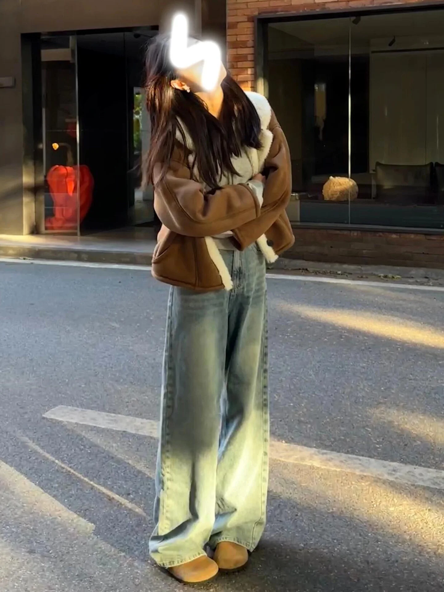 Zhao Lusi's Xu Yan Lammfellmantel im gleichen Stil für Damen 2025, neuer umweltfreundlicher Winterpelzmantel