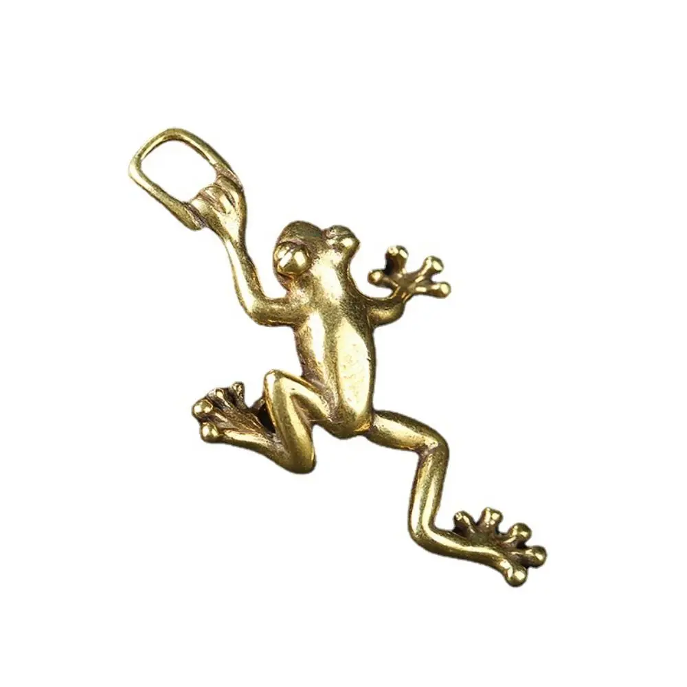 Vintage Brass Small Jumping Frog Figurine Desktop Decoration Ornament Keychain Pendant Metal Animal Tea Set Pet DIY Accessories