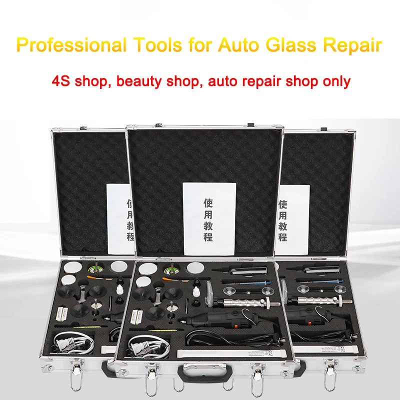 Auto Glass Repair Kit Front Windshield Repair Crack Professional Accessories Toolbox Windshield Repair Drill