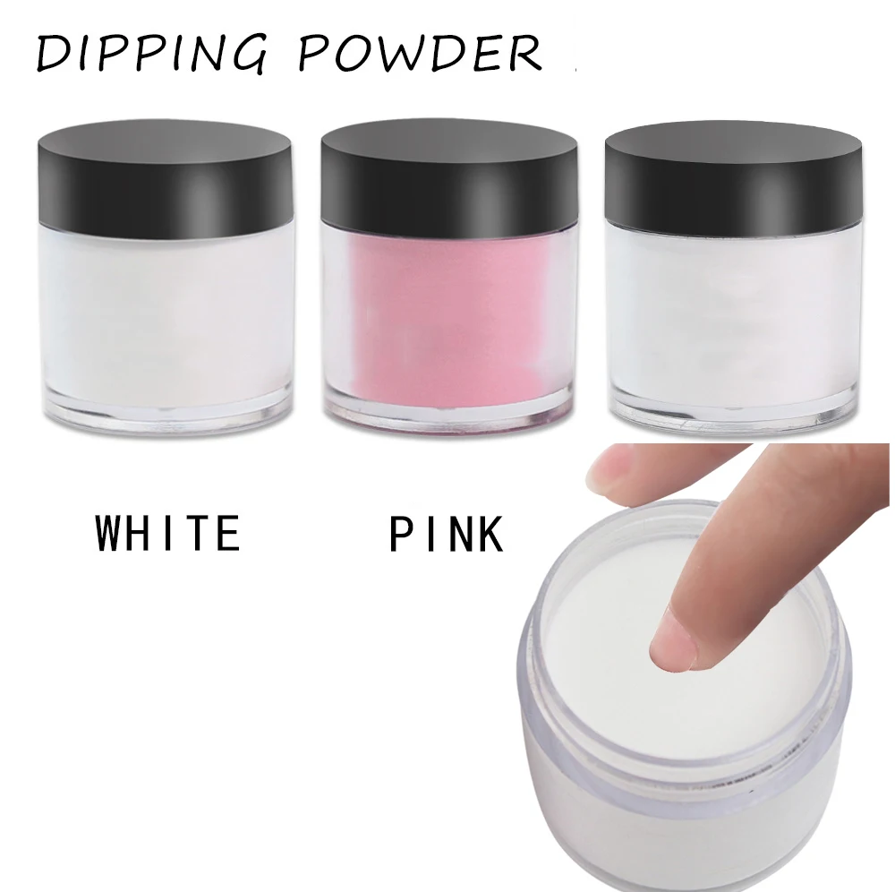 10g/Bottle 3-Base-Colors Professional Acrylic Dipping Powder Clear/Pink/White 2in1 Nail Dipping Power DIY Manicure Dipping Dust