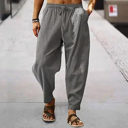 Fashion Mens Linen Wide Pants Korean Trousers Oversize Sports Streetwear Male Spring Yoga Pants Casual Men Clothing Sweatpants